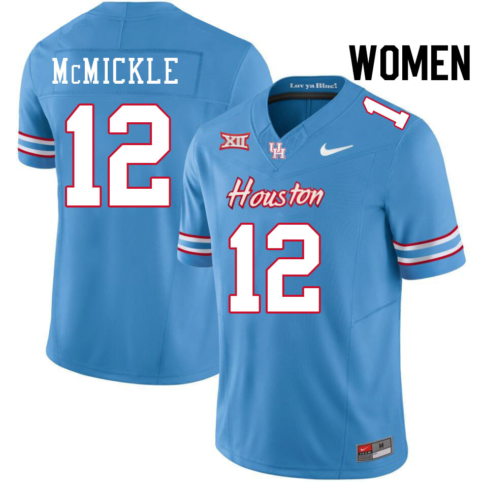 Women #12 Caleb McMickle Houston Cougars College Football Jerseys Stitched-Oilers